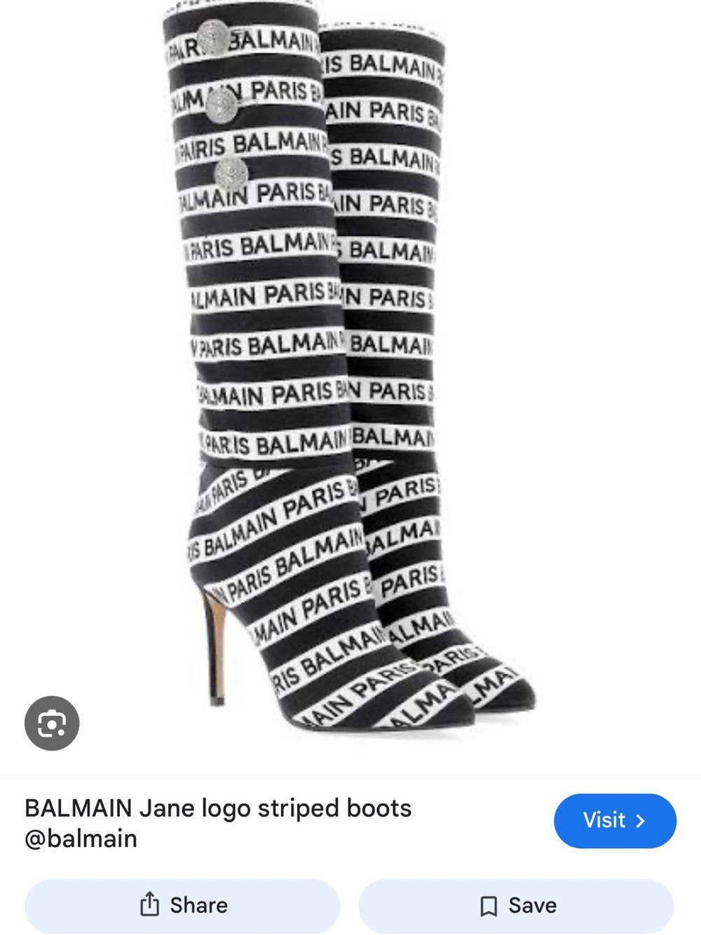 Balmain Black and White Logo Stripe Over-the-Knee Boots